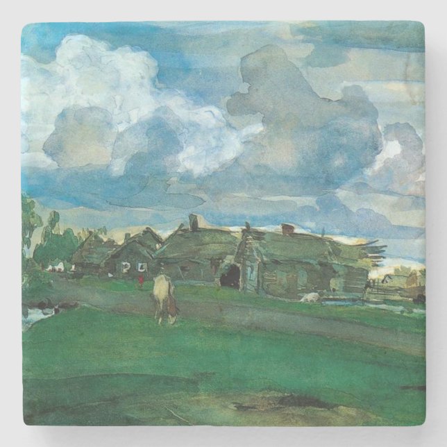 Porta-copo De Pedra Aldeia Russa Valentin Serov (Frente)