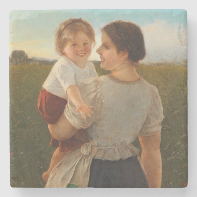 Porta-copo De Pedra Alegria da Mãe (Mãe e Filha Adoráveis) (Frente)