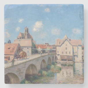Porta-copo De Pedra Alfred Sisley trabalho de arte - Le Pont de Moret