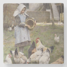Porta-copo De Pedra Alimentando os frangos (por Walter Frederick Osbor