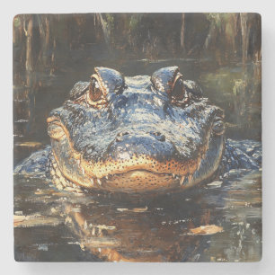 Porta-copo De Pedra Alligador Cute na pintura de Flórida Everglades