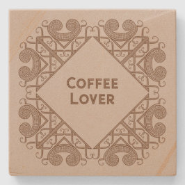 Porta-copo De Pedra Amante de Café Adicione Seu Texto Arte de Fronteir