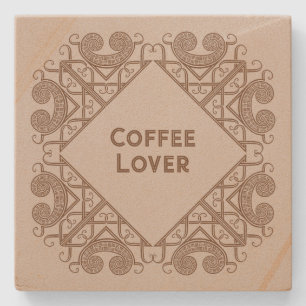 Porta-copo De Pedra Amante de Café Adicione Seu Texto Arte de Fronteir