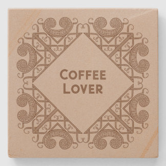 Porta-copo De Pedra Amante de Café Adicione Seu Texto Arte de Fronteir
