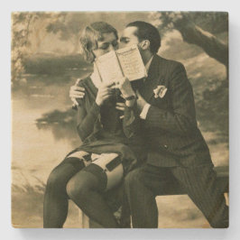 Porta-copo De Pedra Amantes Segredos Sexy Vintage Pin-Up Casal Amor