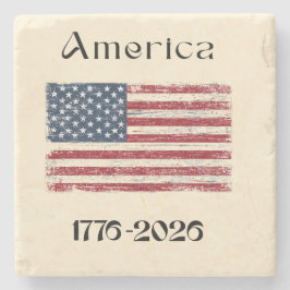 Porta-copo De Pedra America Flag 1776 to 2026 USA 250th Anniversary 