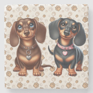 Porta-copo De Pedra Amigos bonitos de dachshund