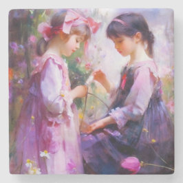 Porta-copo De Pedra Amigos e Flores 2