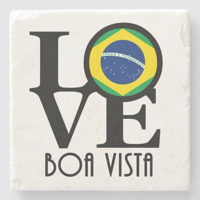 Porta-copo De Pedra AMOR Boa Vista Brasil (Frente)