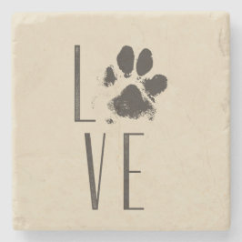 Porta-copo De Pedra Amor com Pet Paw Imprime Brown Grunge Tipografia