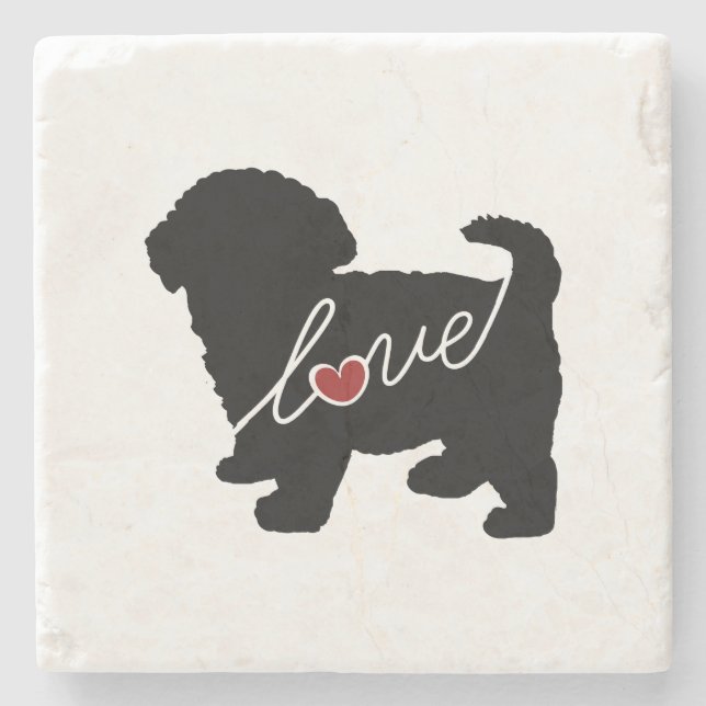 Porta-copo De Pedra Amor de Maltipoo (Frente)
