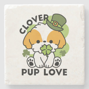 Porta-copo De Pedra Amor de véu - Ruas. Design de cão no dia de Patric