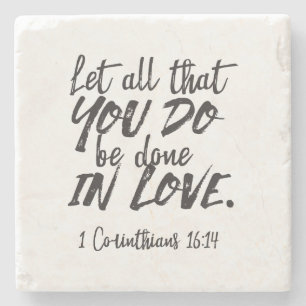 Porta-copo De Pedra Amor em Ação - 1 Corintianos 16:14 Inspiração