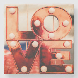 Porta-copo De Pedra AMOR (Grande Letra Vermelha)