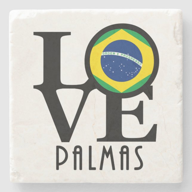 Porta-copo De Pedra AMOR Palmas Brasil (Frente)