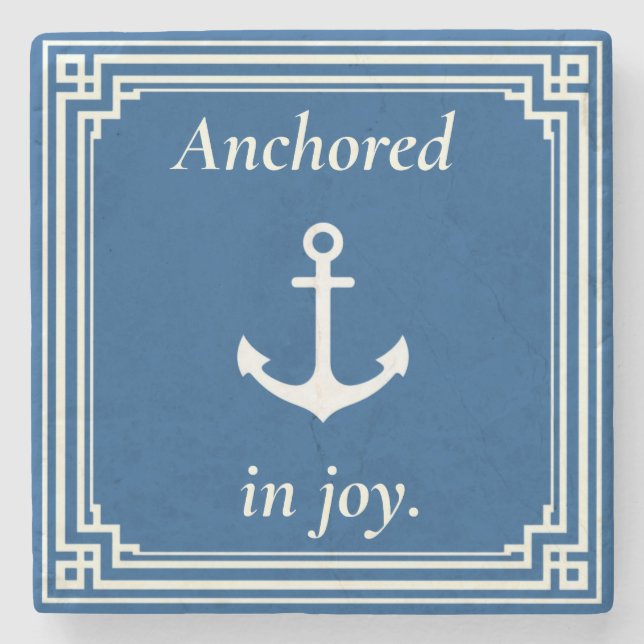 Porta-copo De Pedra Anchored in Joy  (Frente)
