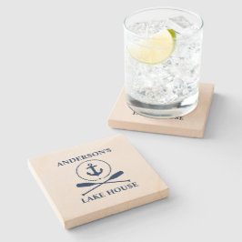 Porta-copo De Pedra Âncora Náutica Oars Lake House Sandstone