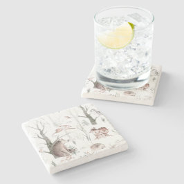 Porta-copo De Pedra Animais da Floresta de Aquarela