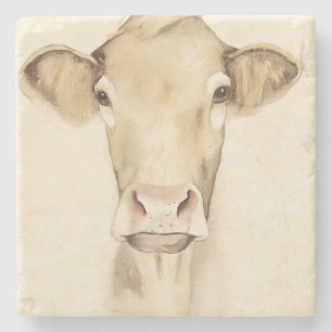 Porta-copo De Pedra Animais de Casca de Aquarela  Vaca