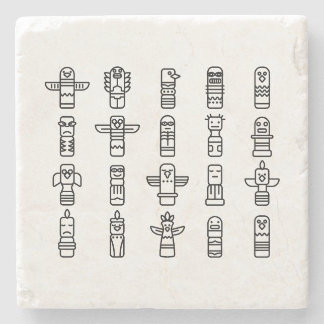 Porta-copo De Pedra Animais Haida Nativos Indianos Indígenas Haida (Frente)