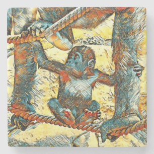 Porta-copo De Pedra AnimalArt_Gorilla_006