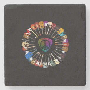 Porta-copo De Pedra Aniversário da Variedade de Violão Guitarrista