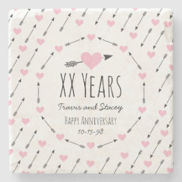 Porta-copo De Pedra Aniversário de Casamento Personalizado por Coraçõe