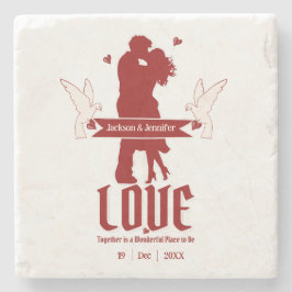 Porta-copo De Pedra Aniversário do casamento Personalizável