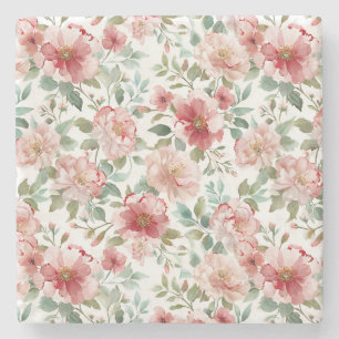 Porta-copo De Pedra Aniversário Floral Rosa Vermelho