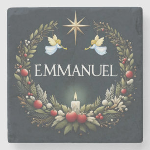 Porta-copo De Pedra Anjos de Natal Emmanuel