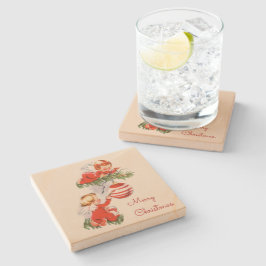 Porta-copo De Pedra Anjos decorando a Porta copos da Árvore de Natal