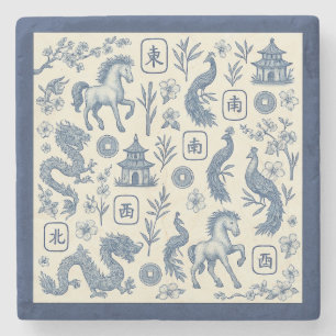 Porta-copo De Pedra Ano do Cavalo Mahjong Toile Stone Coaster