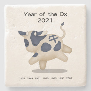 Porta-copo De Pedra Ano do Ox Cute Zodiac Animal 2021