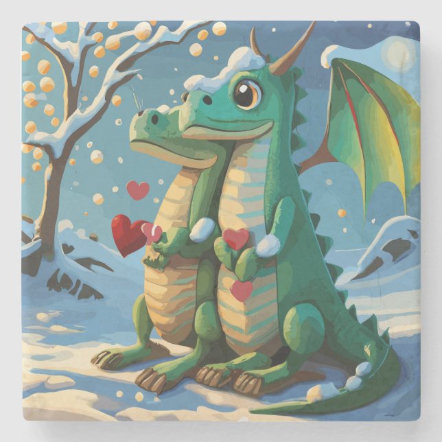 Porta-copo De Pedra Ano Novo Chinês Do Casal Dragão (Frente)