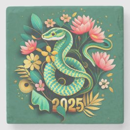 Porta-copo De Pedra Ano Novo Chinês do Cobra de Madeira 2025 para a mu