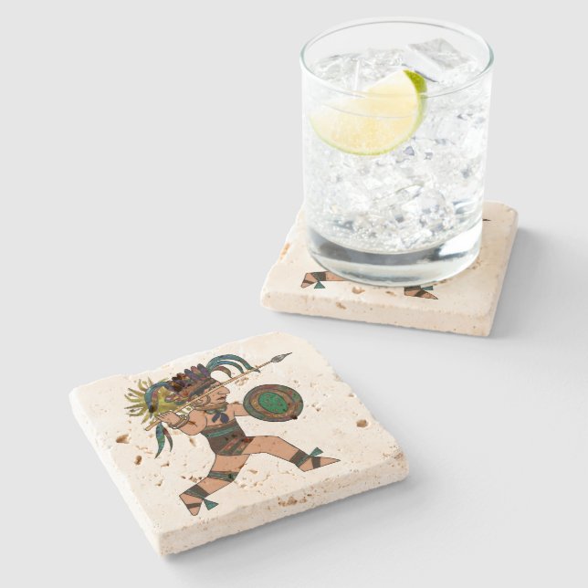 Porta-copo De Pedra Antigo Guerreiro Nativo Americano (Lateral)