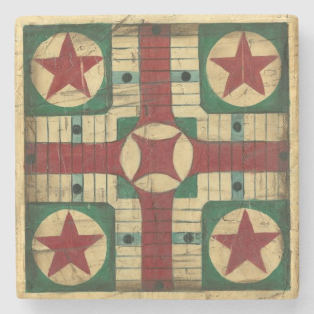 Porta-copo De Pedra Antique Parcheesi - Conselho de Jogo por Ethan Har (Frente)