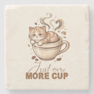 Porta-copo De Pedra Apenas Mais Uma Xícara de Café - Cat Funny Marble