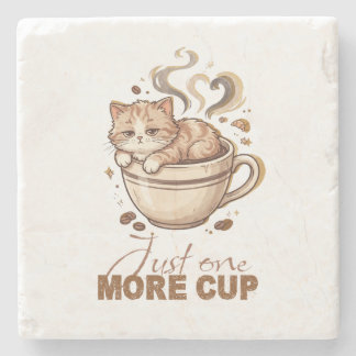 Porta-copo De Pedra Apenas Mais Uma Xícara de Café - Cat Funny Marble