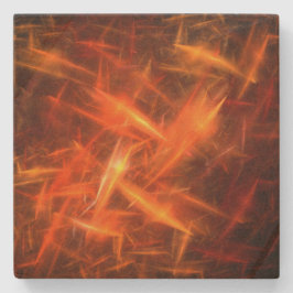 Porta-copo De Pedra Apoio Quadrado Fractal Estático Laranja