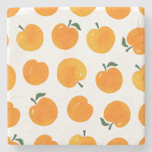 Porta-copo De Pedra Apricots Watercolor White Background Vintage