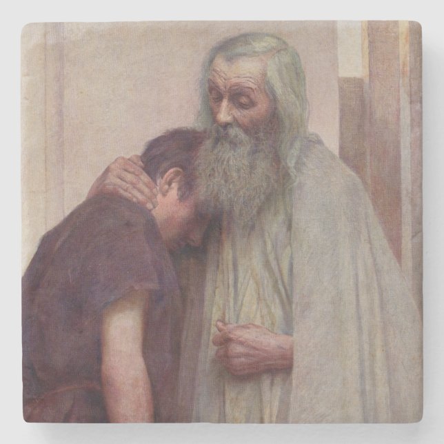 Porta-copo De Pedra Aproximação de casa (Pai e Filho) (Frente)