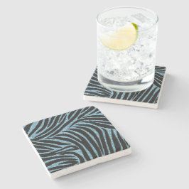 Porta-copo De Pedra Aqua Faux Glitter Zebra Print