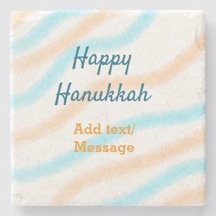Porta-copo De Pedra Aqua laranja feliz Hanukkah adiciona mensagem de t