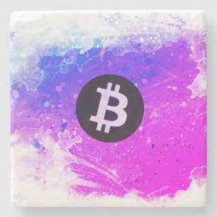 Porta-copo De Pedra Aquarela Bitcoin (Estilo 6 - Praia de Miami)