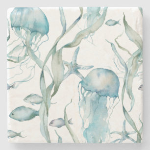 Porta-copo De Pedra Aquarela de Água-Marinha Pires-Marinhos