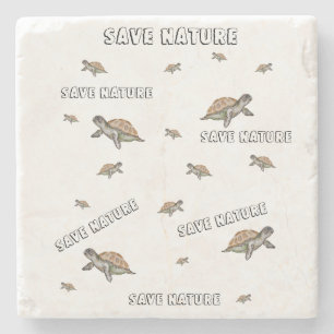 Porta-copo De Pedra Aquarela Turtle Salvar Natureza