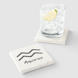 Porta-copo De Pedra Aquarius Zodiac - Sinal em Branco