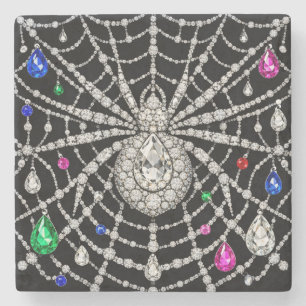 Porta-copo De Pedra Aranha Glamourosa Desenho de Diamante Cheio de Joi