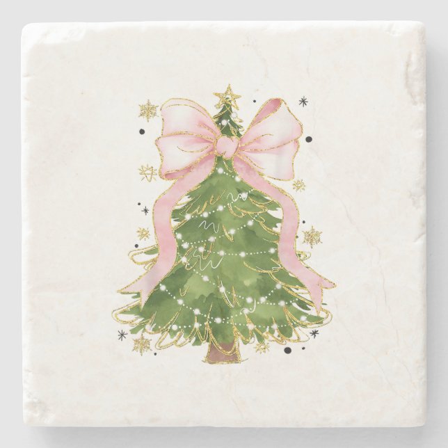 Porta-copo De Pedra Arco Coquette Natal Árvore Feriado Feriado Girasso (Frente)
